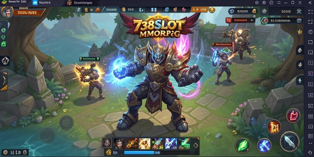 Screenshot gameplay 738SLOT yang menampilkan pertarungan epik antar pemain.