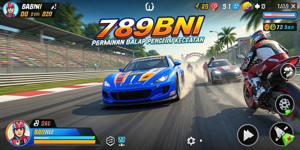 Screenshot gameplay 789BNI menampilkan balapan yang intens dengan grafik memukau.