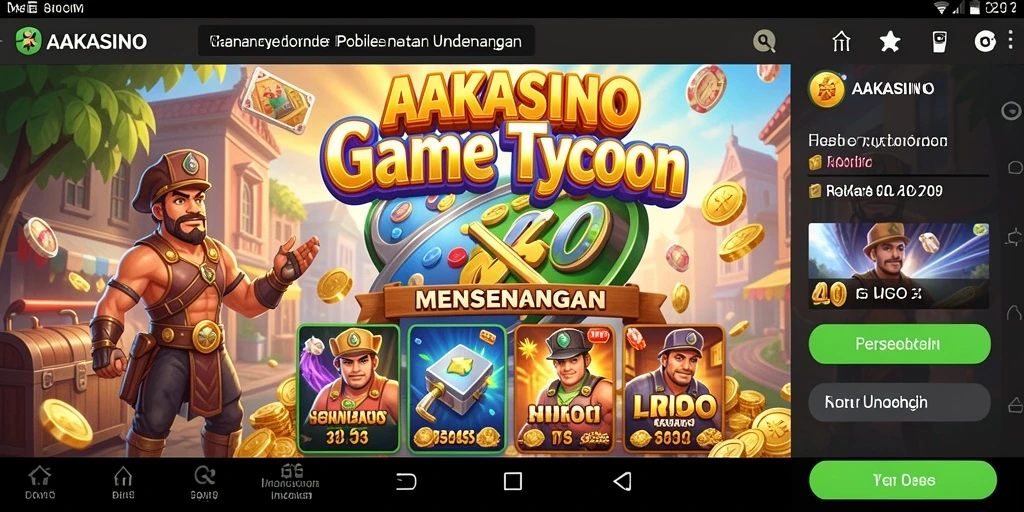 Menampilkan gameplay seru AAKASINO dengan berbagai pilihan permainan dan desain kasino.