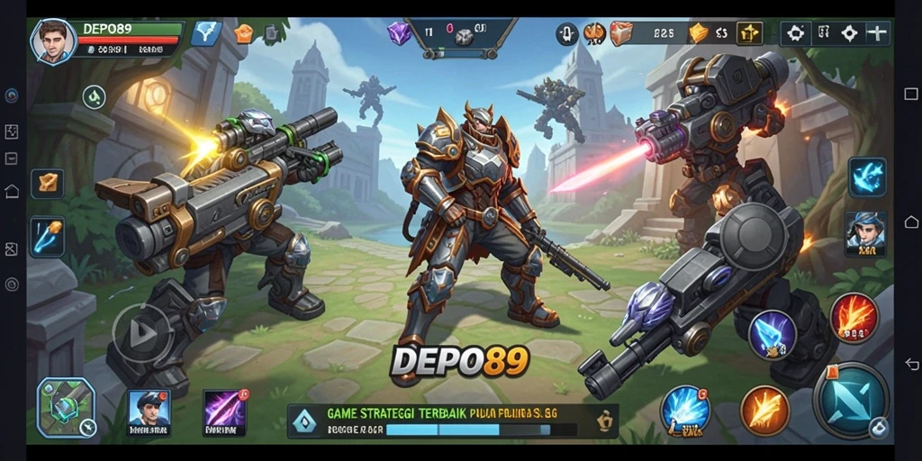 Screenshot gameplay DEPO89 yang menampilkan pertempuran strategis.