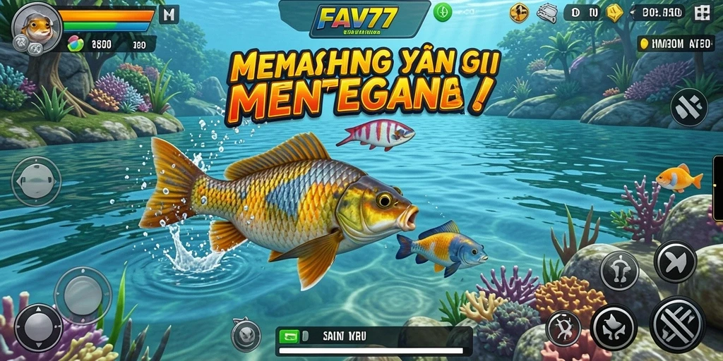 Menampilkan gameplay seru saat memancing di FAV77.