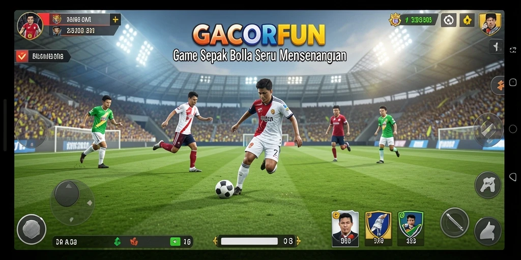 Tampilan utama game GACORFUN dengan aksi sepak bola yang mendebarkan.