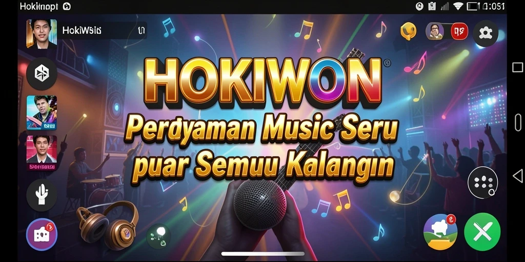 Screenshot gameplay HOKIWON menampilkan pemain bersaing dalam permainan musik.