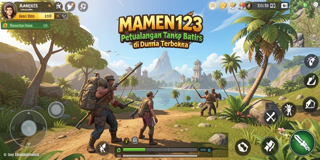 Screenshot gameplay MAMEN123 yang menampilkan dunia terbuka yang luas.