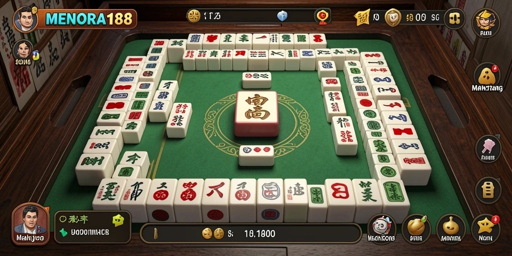Screenshot gameplay Mahjong MENARA188 yang menantang dan seru.
