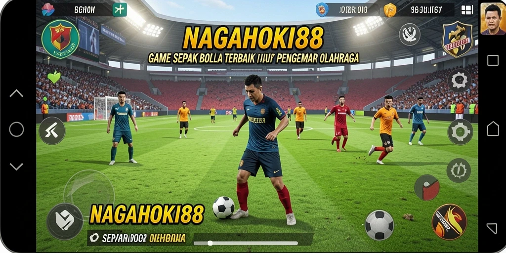 Tangkapan layar utama NAGAHOKI88 menampilkan aksi seru di lapangan sepak bola.