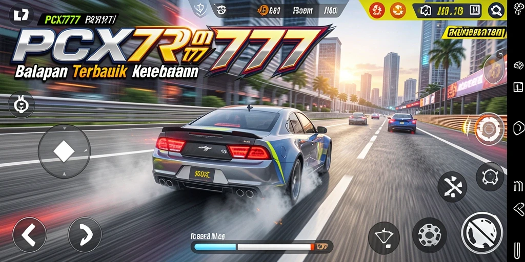 Tampilan seru dari gameplay balapan di PCX777.