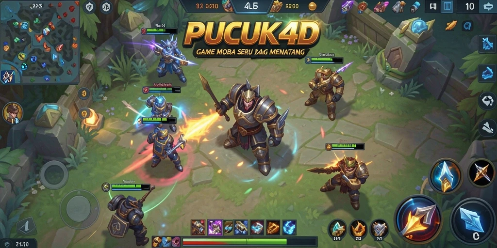 Screenshot gameplay utama PUCUK4D menampilkan pertarungan seru dan strategi tim.