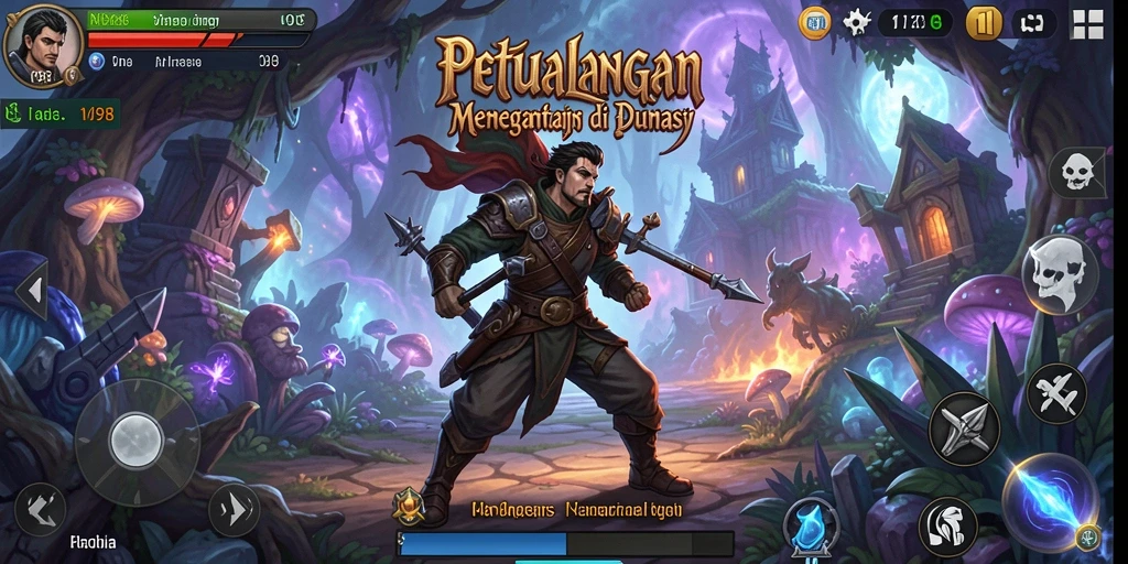 Tampilan gameplay V98 yang menarik di dunia fantasi.